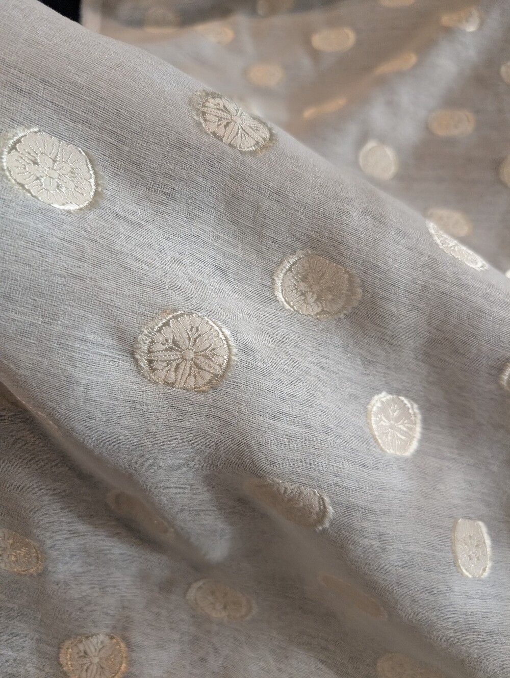 Sheer Fabric with flowers. By The Yard.  57" wide